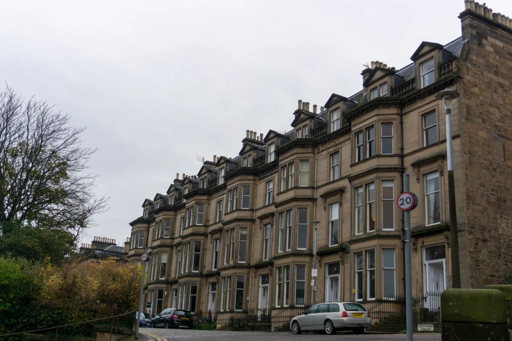 Victorian stone terrace on a residential street